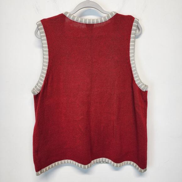 Vtg Holiday Editions Ugly Christmas Sweater Vest Size XL Red Snowman Santa Dog - Picture 2 of 8